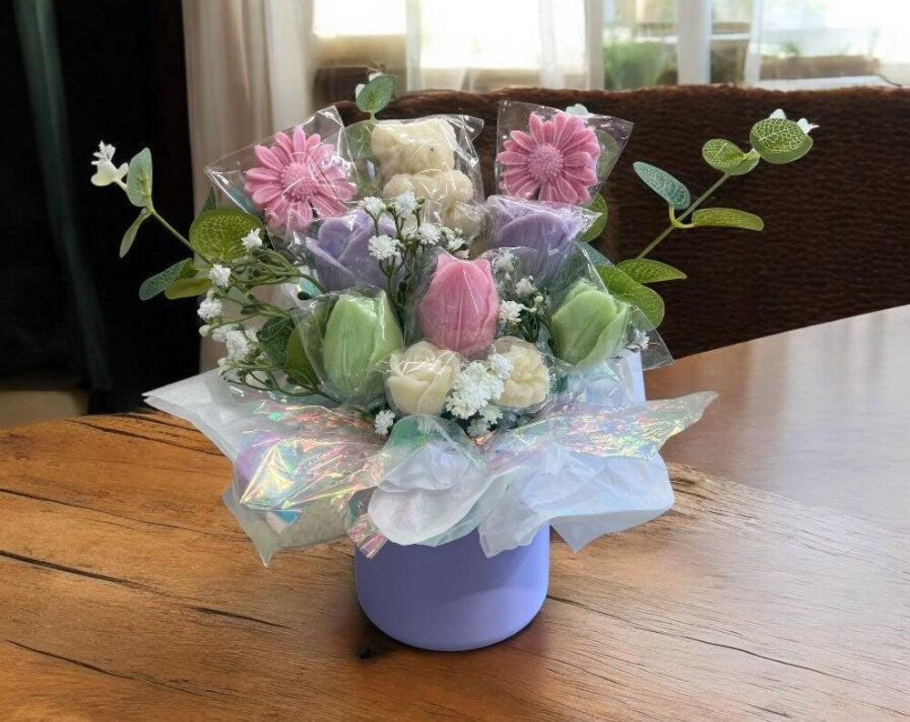 Perfect Gift: Looks Like Flowers, Melts Like Magic Scented Soy Wax Candle Bouquet